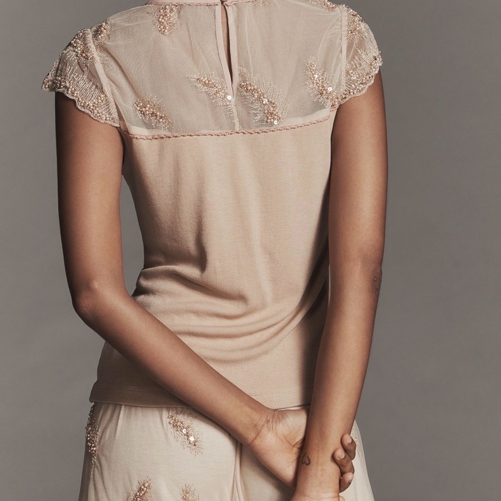 Bl-ink Ribbed Mesh Short Sleeve Top
